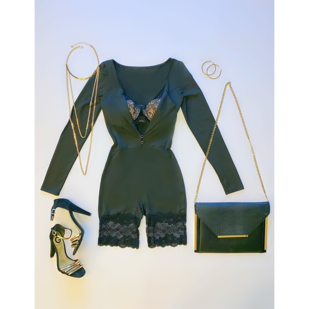 Gold Buttons n’ Lace Jumpsuit